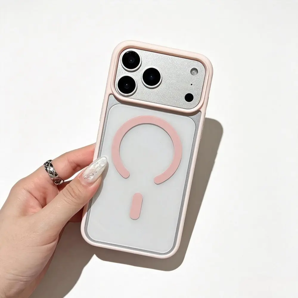 Minimalist Clear Magnetic Shockproof Phone Case for iPhone 17/16/15/14/13/12/11 Series Air/Plus/Pro/Pro Max, MagSafe Compatible Smooth Skin Touch Anti-Drop Protective Cover Pink