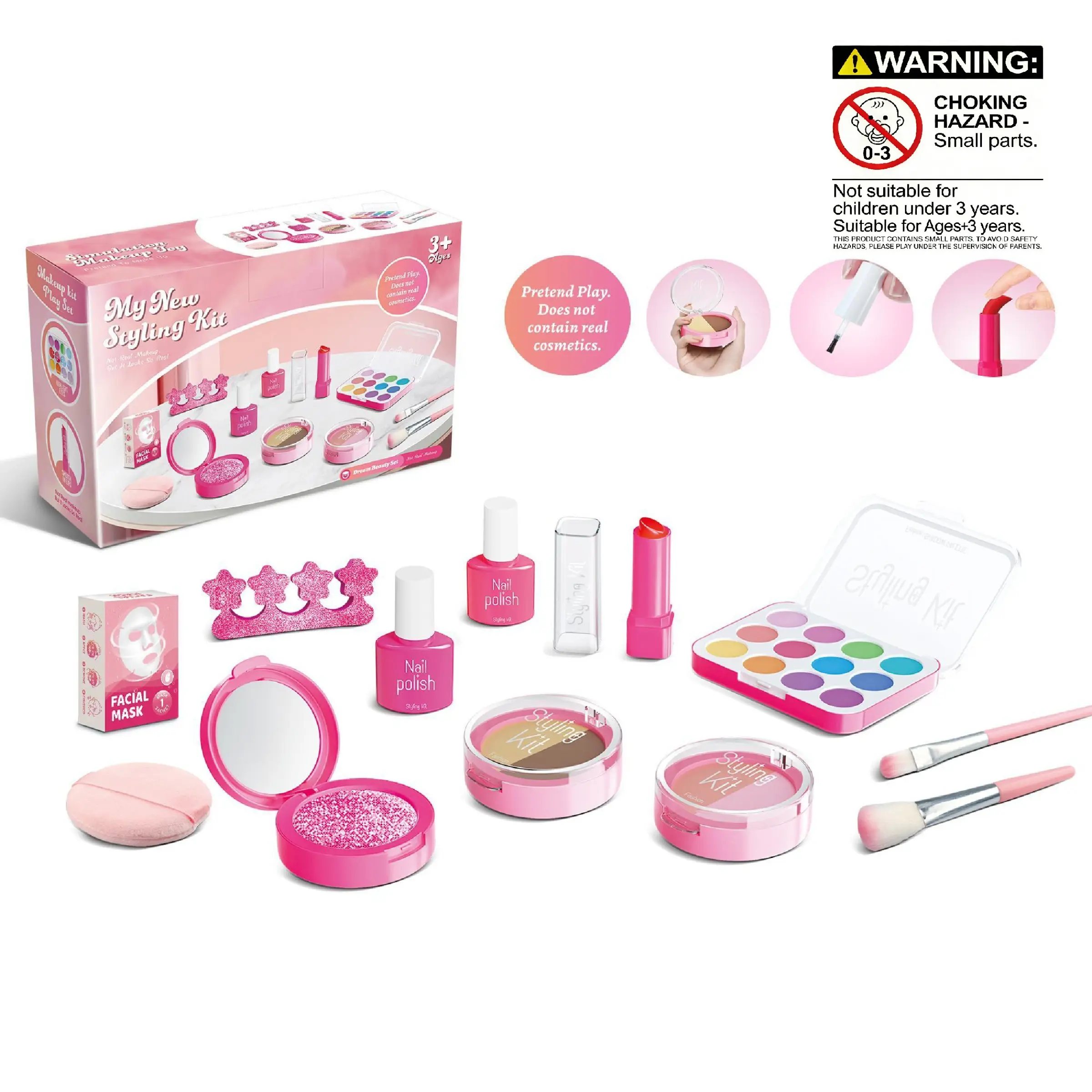 12-Piece Set Role-Playing Makeup Toy for Girls, Non-Realistic Makeup, Pretend Play, Ages 3+, Educational Gift, Play House Toy