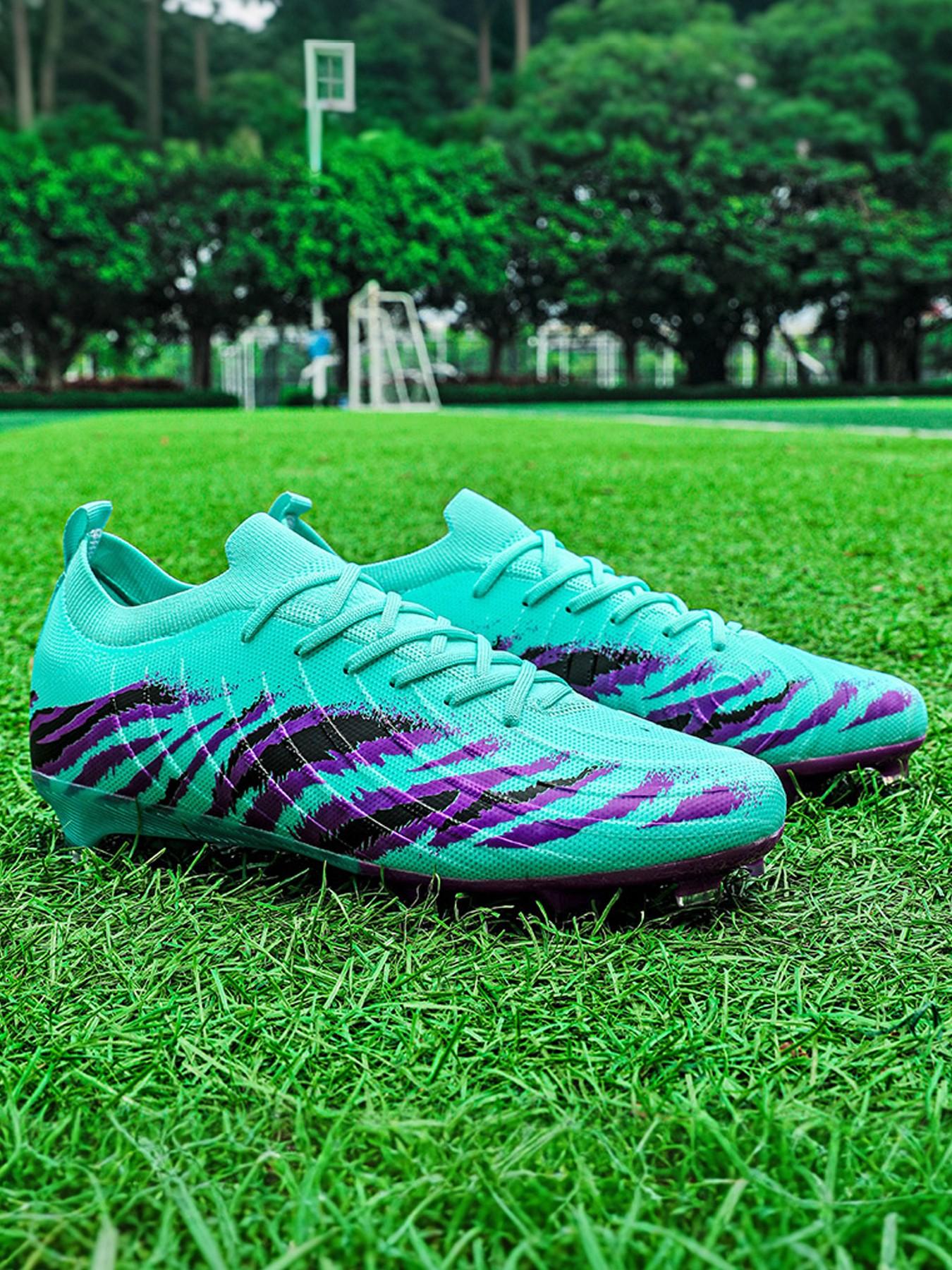 Men's Sporty Mid-Calf Athletic Shoes, PU Leather & Rubber Sole, Comfortable Laces, All-Season Football Running Shoes