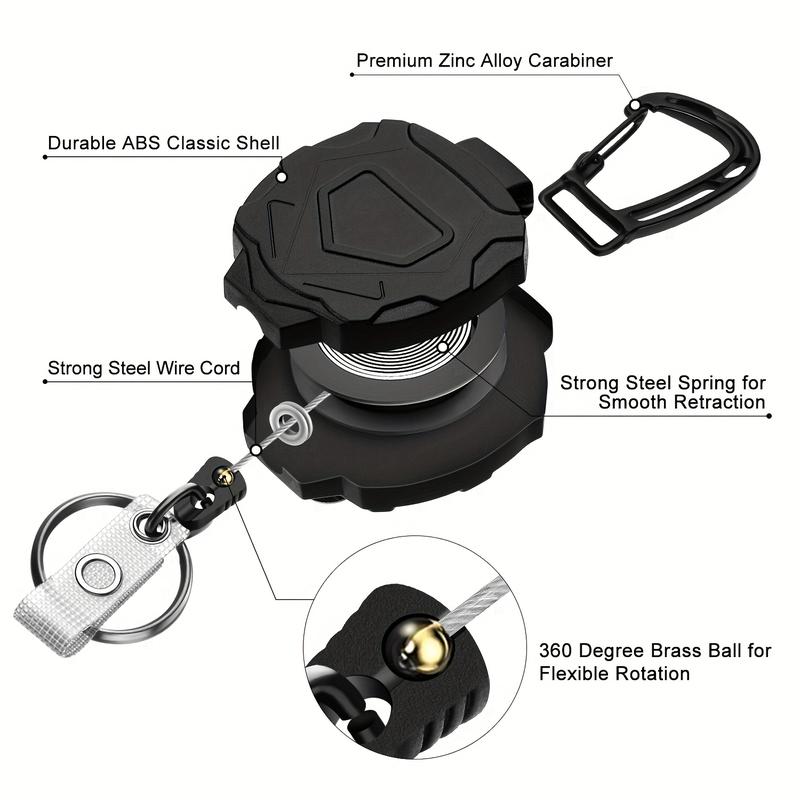 Outdoor Retractable Heavy Duty Badge Reel (1 Set), ID Badge Holder, Tactical ID Card Holder for Outdoor Hiking & Climbing, Badge Reels Retractable