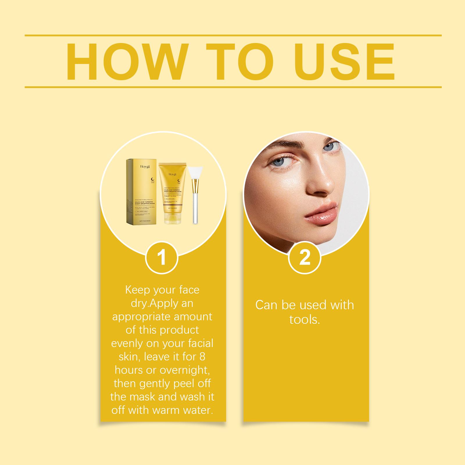 Kojic Acid Turmeric Night Mask，Rejuvenate overnight，Skincare Glowing Skin Intensive Comfort