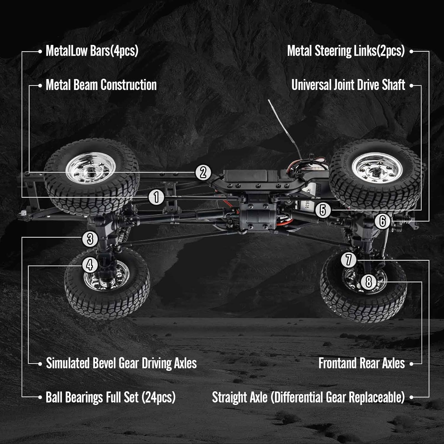 FMS 1/18 RC Crawler FCX18 Chevy K10 RC Truck RTR RC Car Model Car 8km/h 4WD 900mAh Hobby RC Cars Remote Control Car with LED Lights Vehicle 4-Ch 2.4GHz Transmitter