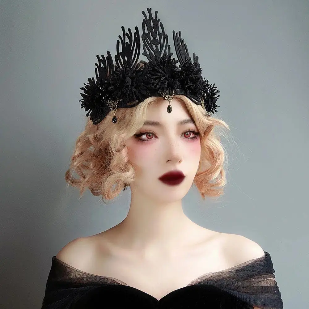 Medieval Royal Princess Queen Crown Headpiece Gothic Spiked Tiara Diadem Viking King Cosplay Costume Leather Headdress For Women