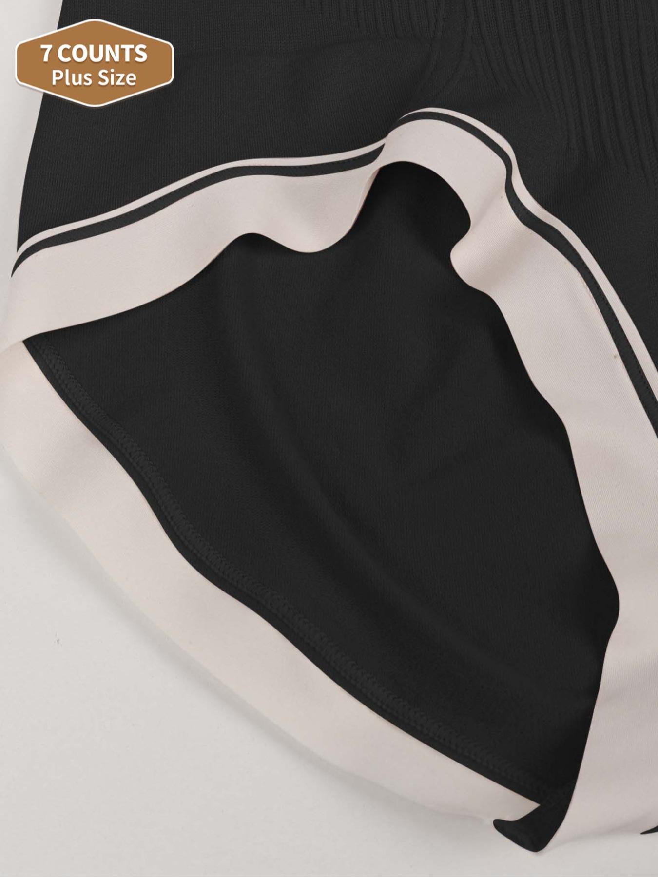 【Plus Size】 Contrast Binding High Waist Panty, Soft Comfy Breathable Knicker for Daily Wear, Women's Underwear for All Seasons, High Waisted Briefs