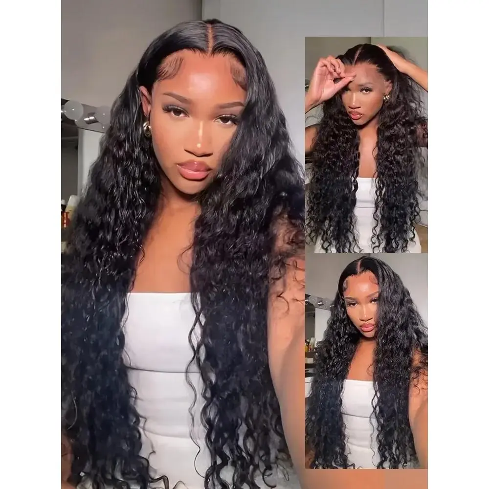 13x4 HD Transparent Lace Front Human Hair Wig, Body Wave Lace Frontal Wig with Pre-Plucked Natural Hairline & Baby Hair, 180% Density Full Volume Natural Black Wig for Black Women, Available in Body Wave Deep Wave Straight Styles