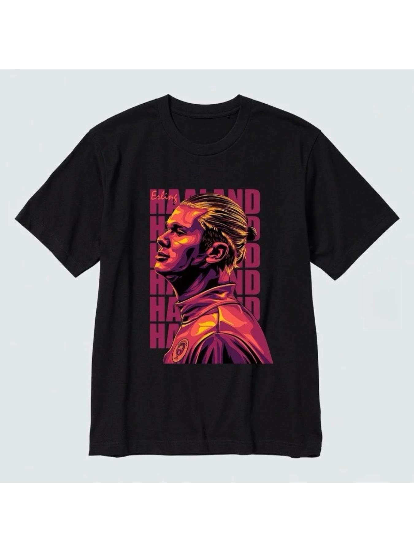 2026 Summer New Erling Haaland Manchester City Pattern Oversized T-shirt for Men's Football Fans Art Short Sleeve Round Neck Street Wear Y2K Top