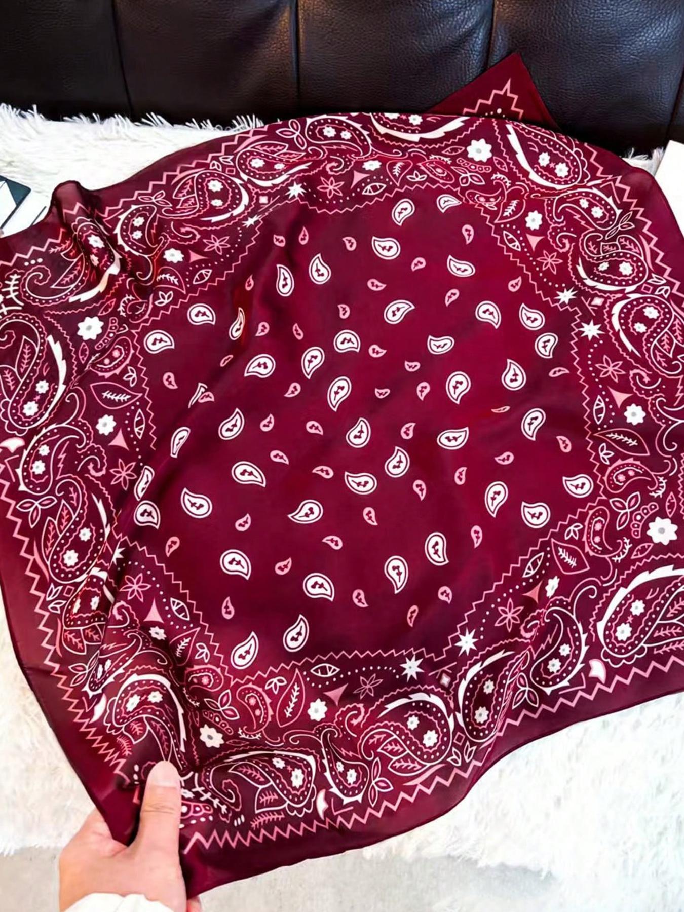 Luxury Square Scarf For Women Ladies Paceley Hijab 70*70cm Elegant Neckerchief Bandanas Soft Stain Faux Silk Scarves Shawl Warps Paisley Print Scarf Fashion Shawl Wrap