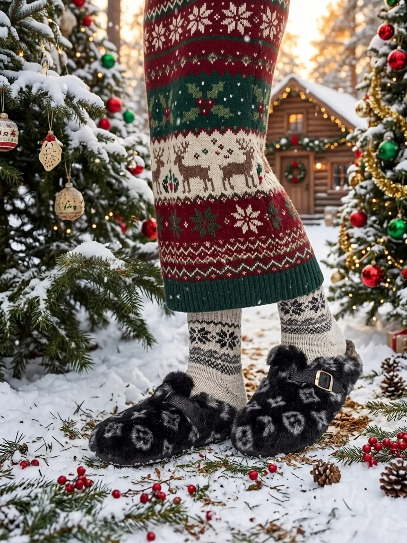 【Biack Friday】Unisex Faux Fur Mules, Anti-Slip Warm Outdoor Winter Slippers, Fluffy Home Slippers, Perfect Gift Choice