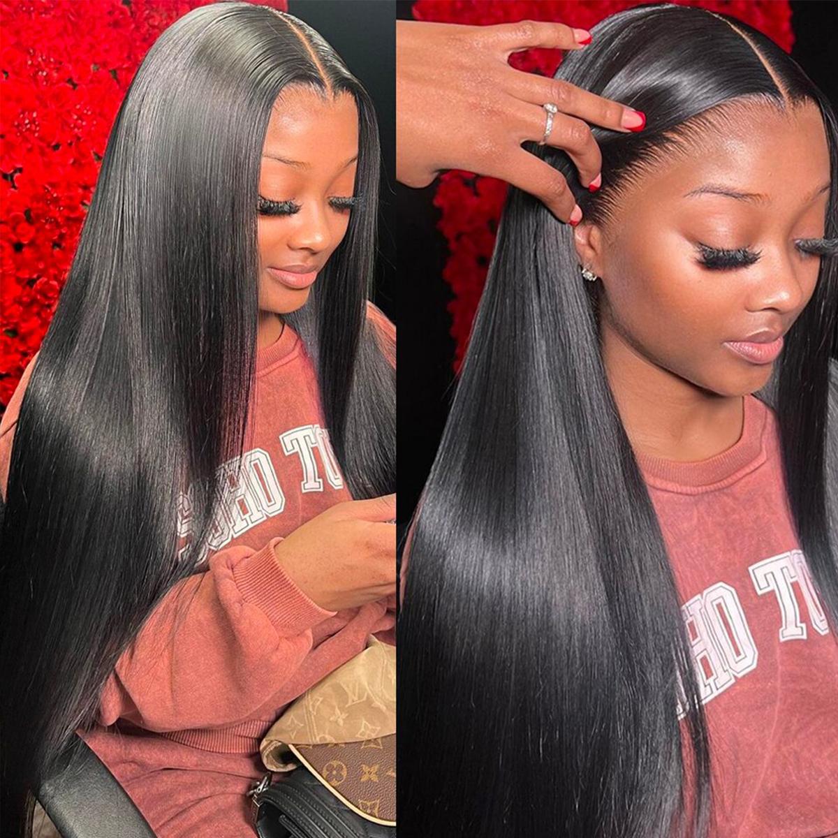 Brazilian 13x6 Lace Front Wigs Human Hair Straight For Women Pre Plucked 13x6 HD Transparent Lace Frontal Wig Natural Hair Line 180% Density TikTokShopBlackFriday