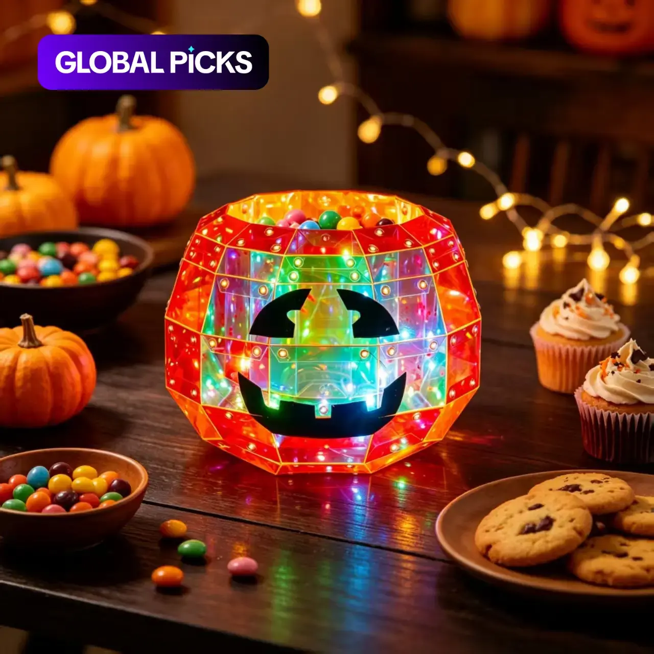 LED Gradient Light Pumpkin Candy Jar, LED Light Up, Halloween Decoration, Rainbow Light Pumpkin Container, Festive Home Decoration, Festive Tabletop Ornament, Party Atmosphere Prop, Festival Decorations #GLOBAL PICKS