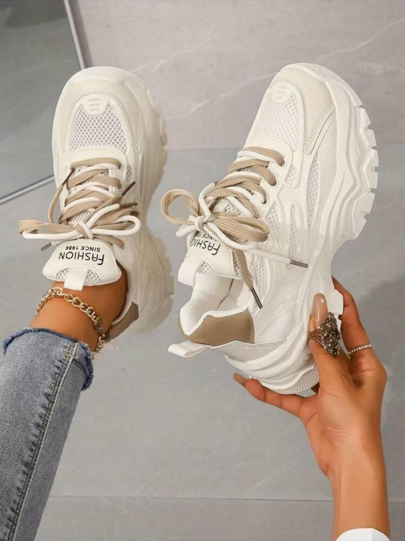 Women's Outdoor Sports Shoes, Thick Sole, Lightweight Height-Boosting Platform, Spring Summer Style, Comfortable Walking Shoes