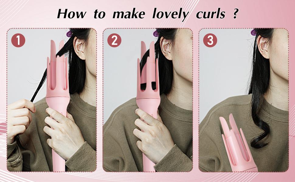 Automatic Curling Iron, Hair Curler Automatic Rotating, 1.25Inch Auto Rotating Curling Iron with 3 Temp& LCD Display,Ceramic Hair Curler Fast Heating Up Anti-Stuck Auto Shut-Off Dual Voltage