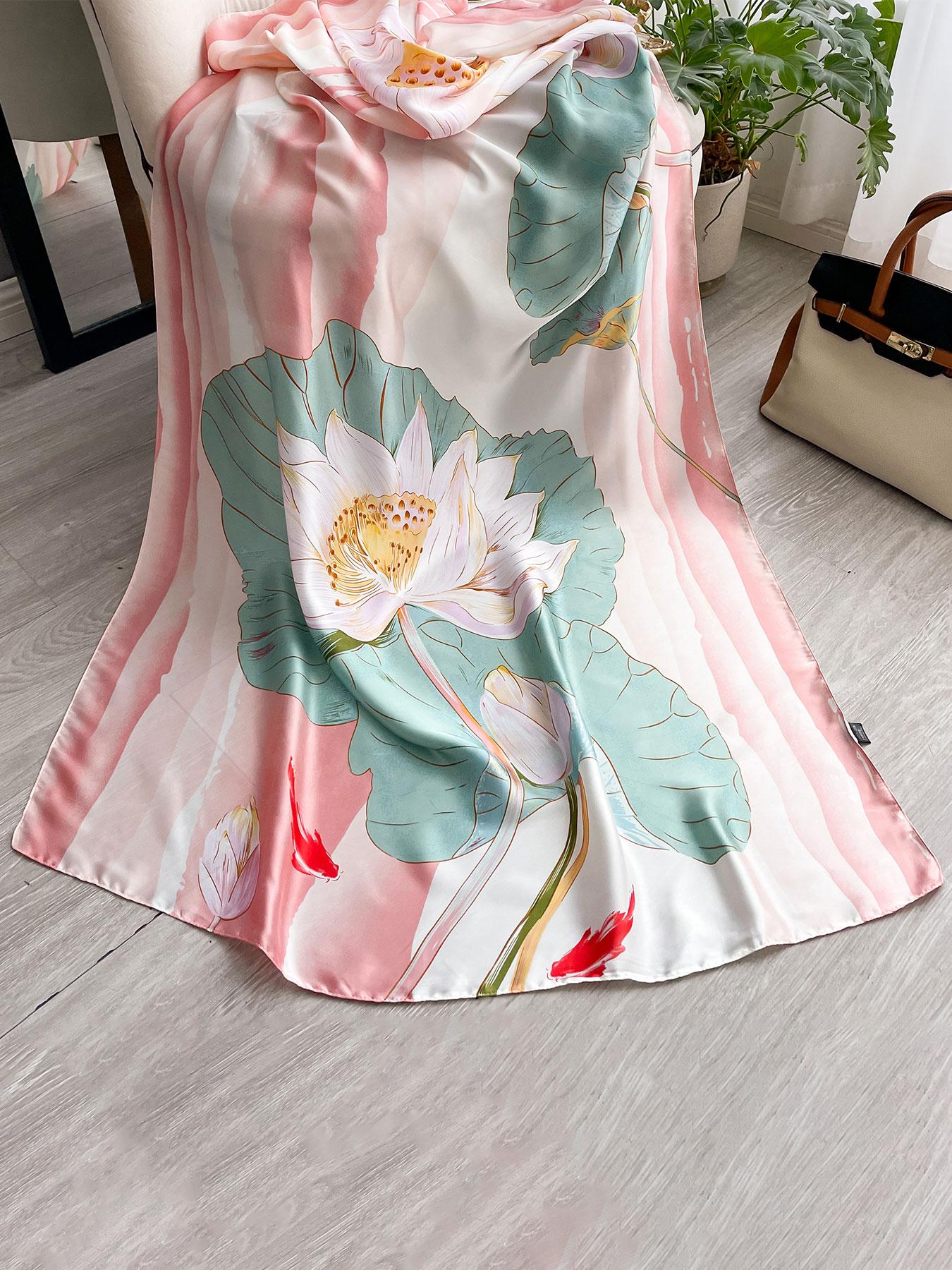Women's Elegant Floral Print Scarf, Fashionable Soft Lightweight Shawl for All Seasons, Casual Versatile Scarf for Women & Girls