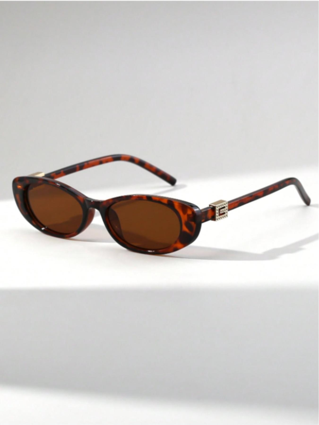 Women's Fashion Cat Eye Small Frame Glasses, Vintage Decorative Temple, Casual Style, All Seasons, Streetwear, High-End Look, Fashionable Sunglasses, Vintage Sunglasses