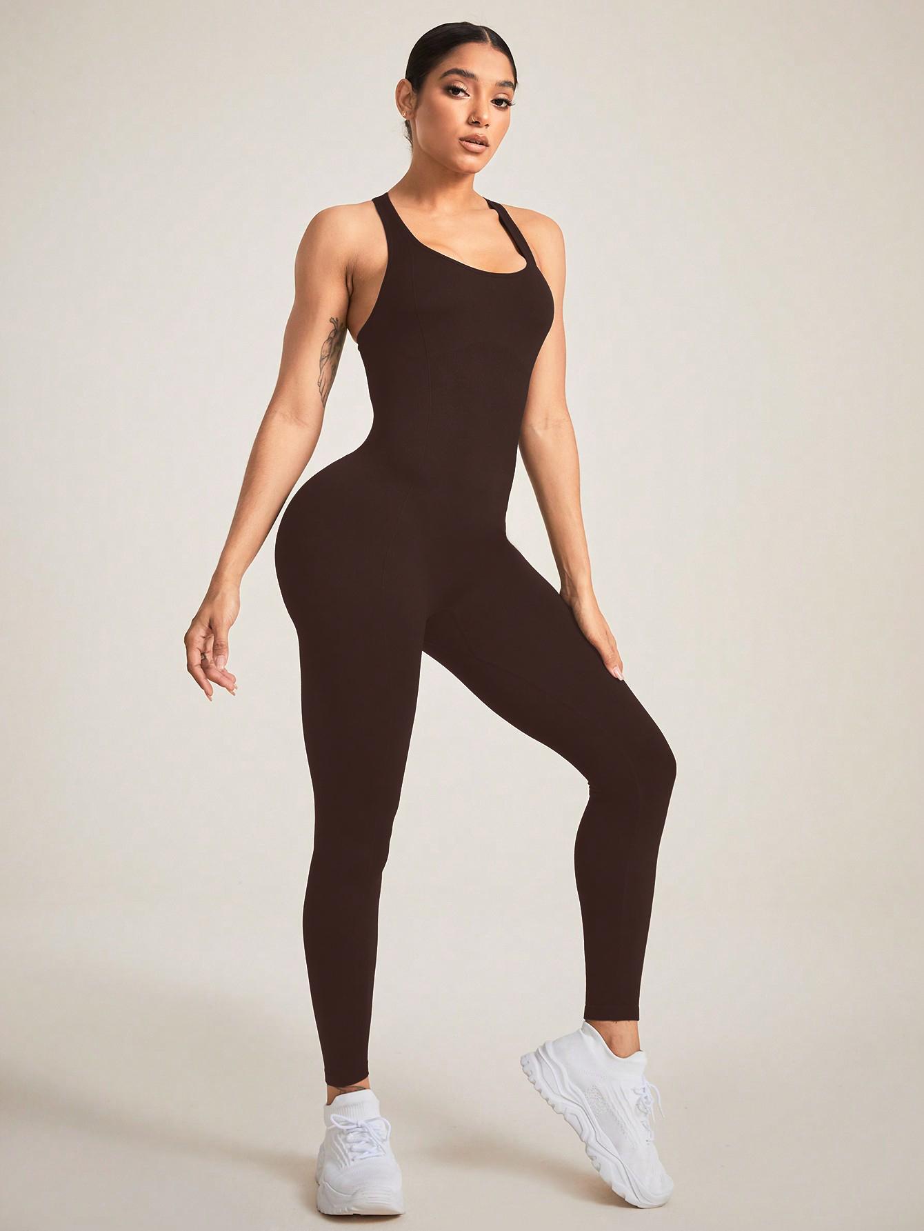 Jumpsuits for Women One Piece Workout Jumpsuits Sleeveless Cross Back Yoga Rompers Sports Jumpsuit Sporty Jumpsuit