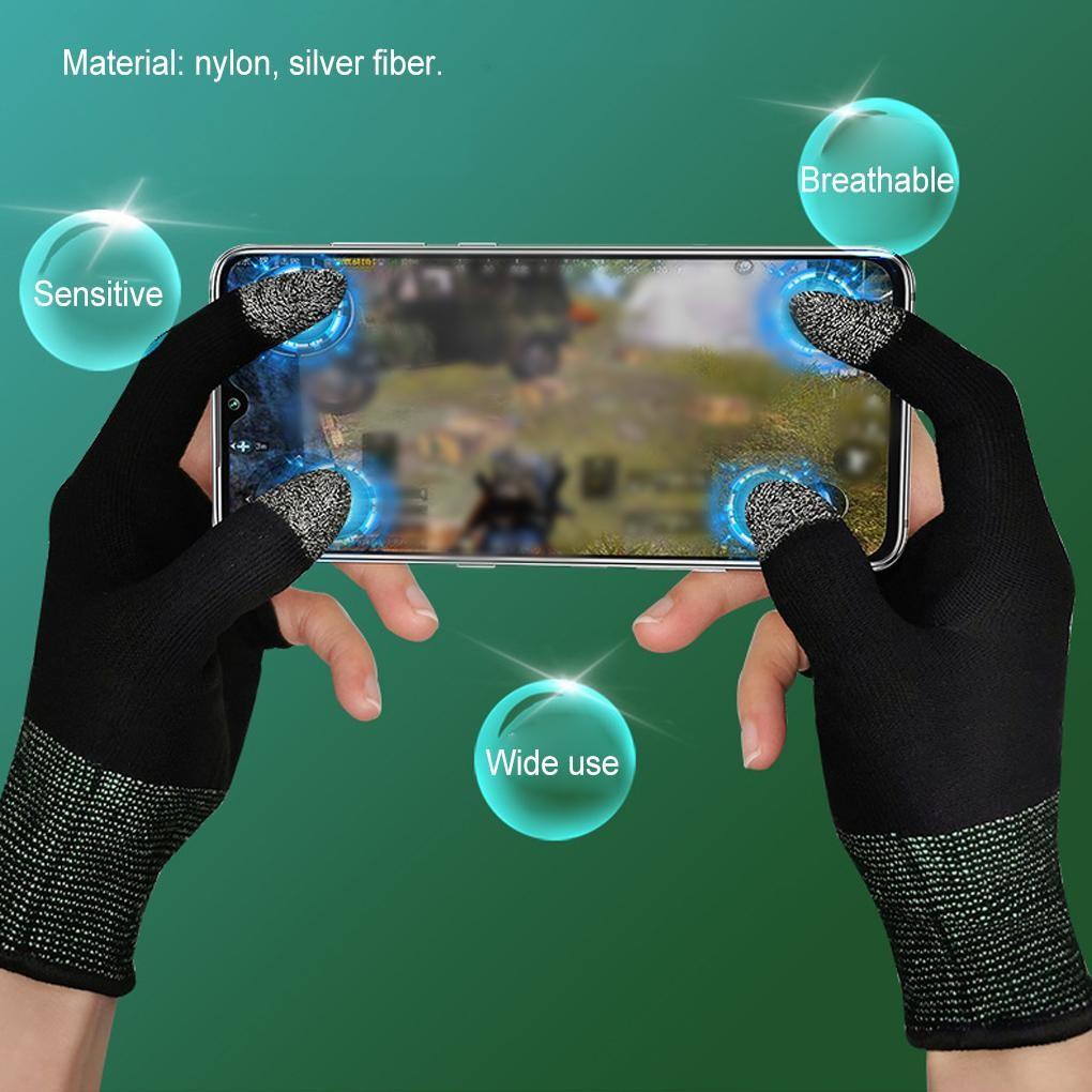 Gaming Gloves Bundle — 1 Pair Touch Screen Gloves + 2 Pairs Finger Sleeves, Anti-Sweat Breathable Conductive Set, High Sensitivity Mobile Game Controller Grip for PUBG CODM MLBB, Compatible with iPhone Samsung iPad All Smartphones