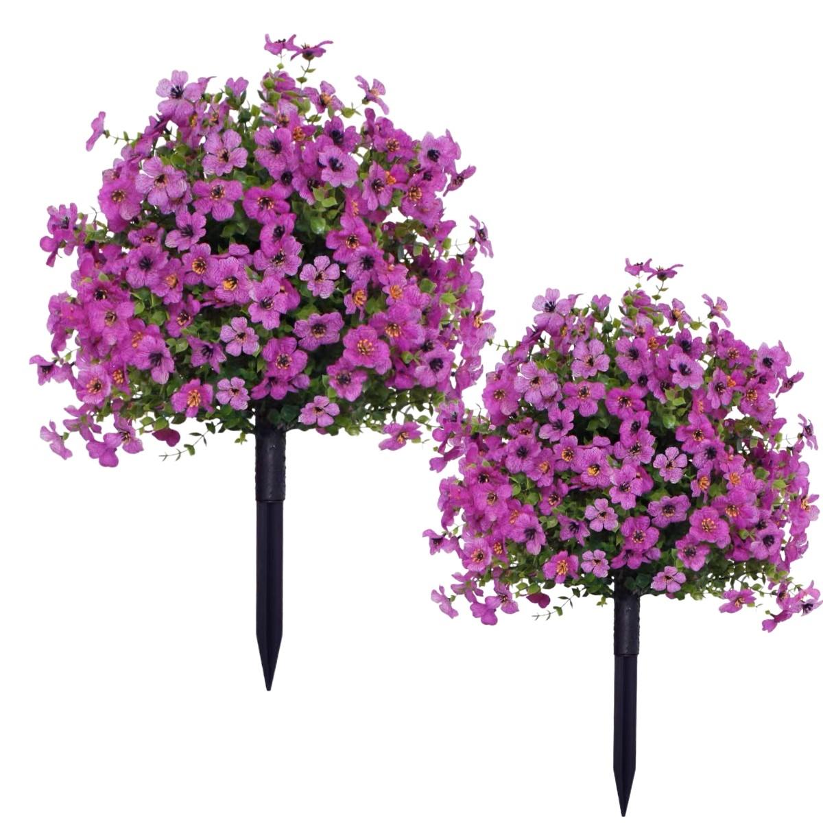 Realistic Artificial Flowers with Ground Stake, UV Resistant Fake Plants for Indoor Outdoor Decoration