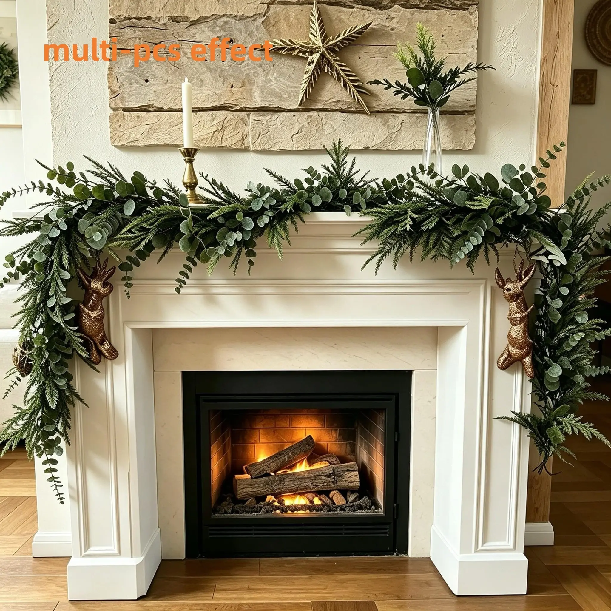 1.8m Artificial Flower Wreath, Classic Christmas Decoration, Flexible Design, Ideal for Fireplace, Stairs, Dining Table, Wall Display, Entryway, Balcony, Decorative Wreath, Floral Wreath