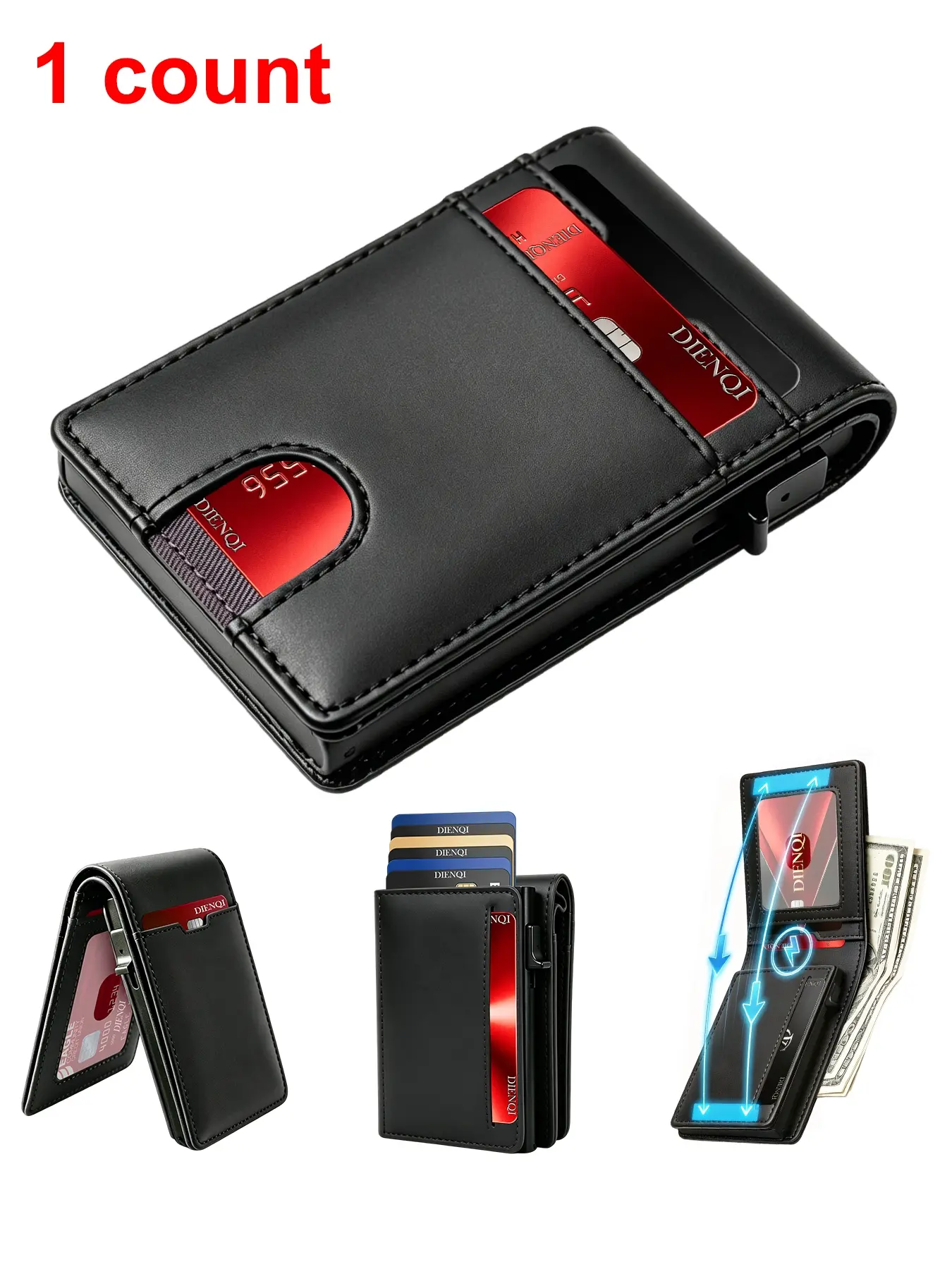 Men's Magnetic Wallet Coin Purses RFID Blocking Bank Credit Card Holder Purses Clutch Bag Slim Smart Wallets Man Mini Card Case RFID Protected Wallet