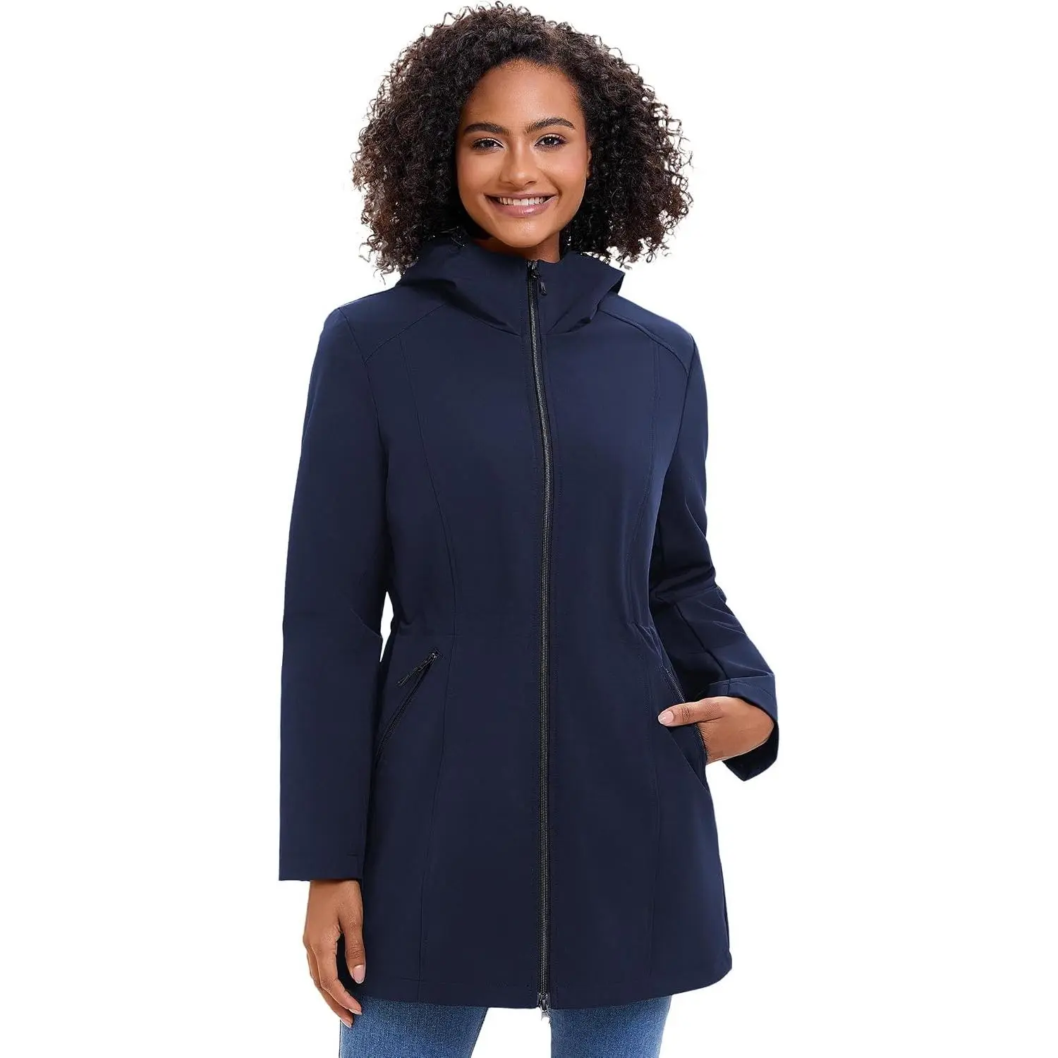 Women's Waterproof Rain Jacket Lightweight Hooded Breathable Windbreaker Softshell Jacket