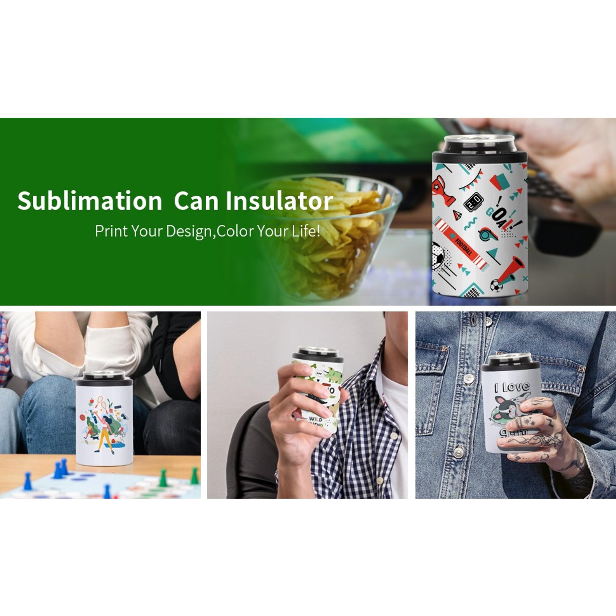 4 Pack 12 OZ Sublimation Can Cooler Insulator Blanks White | Double Wall Stainless Steel Beer Can Cooler, Beer Holder Tumblers Cups, for Tumbler Heat Press Sublimation Oven Printing
