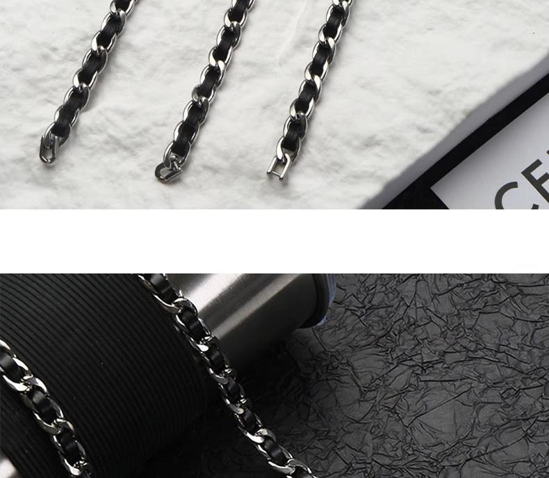 Titanium steel leather bracelet men's trend high-end sense personality niche design jewelry high-end bracelet Cuban wrist accessories