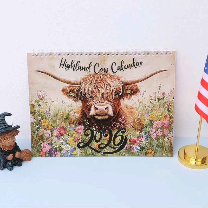 2026 Highland Cow Calendar, Desktop Calendar, Tear Off Calendar, Elegant Home Wall Art, Daily Schedule Planner, Perfect New Year Gift Idea