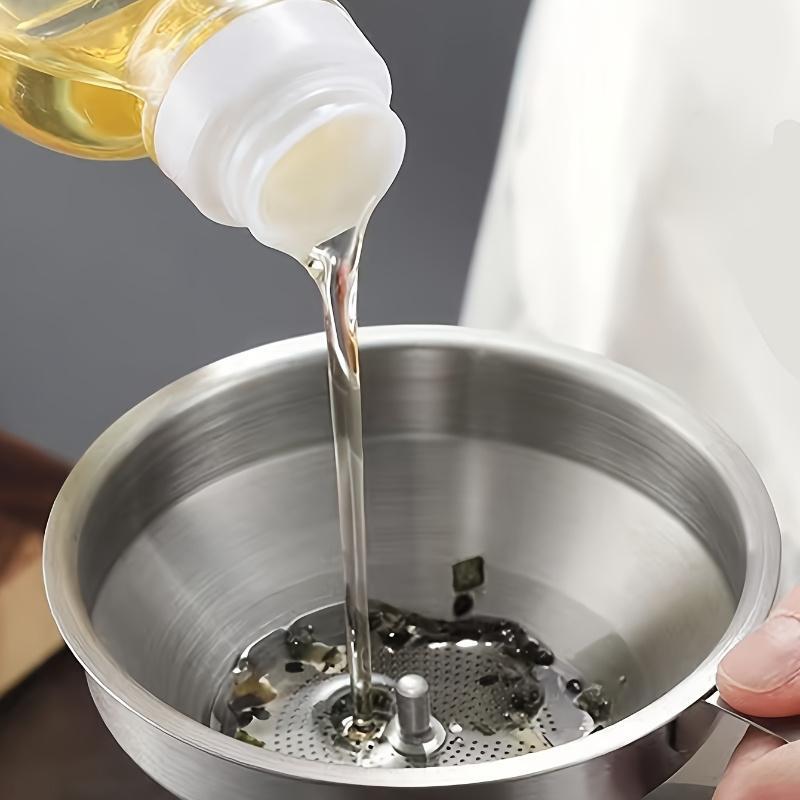 Universal kitchen oil pouring funnel with thickened large diameter, graded filtration design and leak-proof filter screen for home use