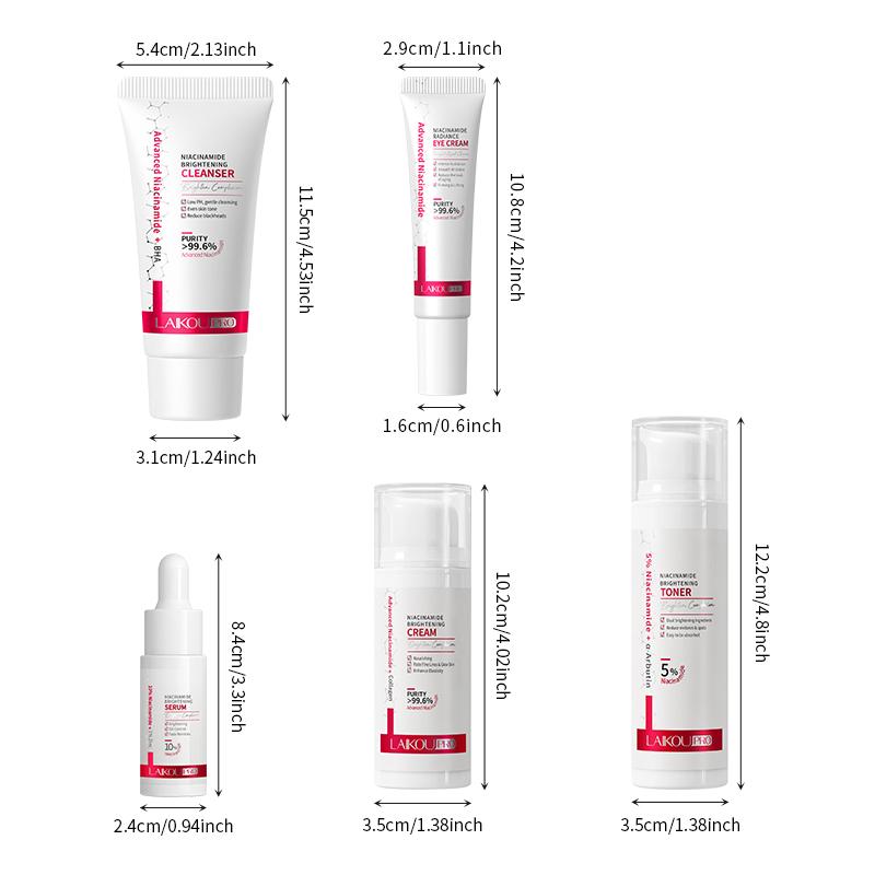 Summer Facial Skin Care Kit, 1 Count Facial Cleanser & 1 Count Toner & 1 Count Eye Cream & 1 Count Serum & 1 Count Face Cream, Multifunctional Skin Care Sets