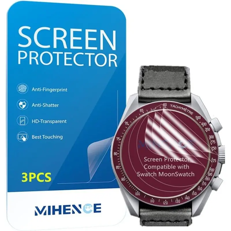Swatch MoonSwatch Screen Protector - HD Full Coverage Invisible TPU, 3PCS Watch Accessories for Swatch Speedmaster Moonswatch Wristwatch Wearable Smart Watch Protection, Anti-Fingerprint, Hd Transparent