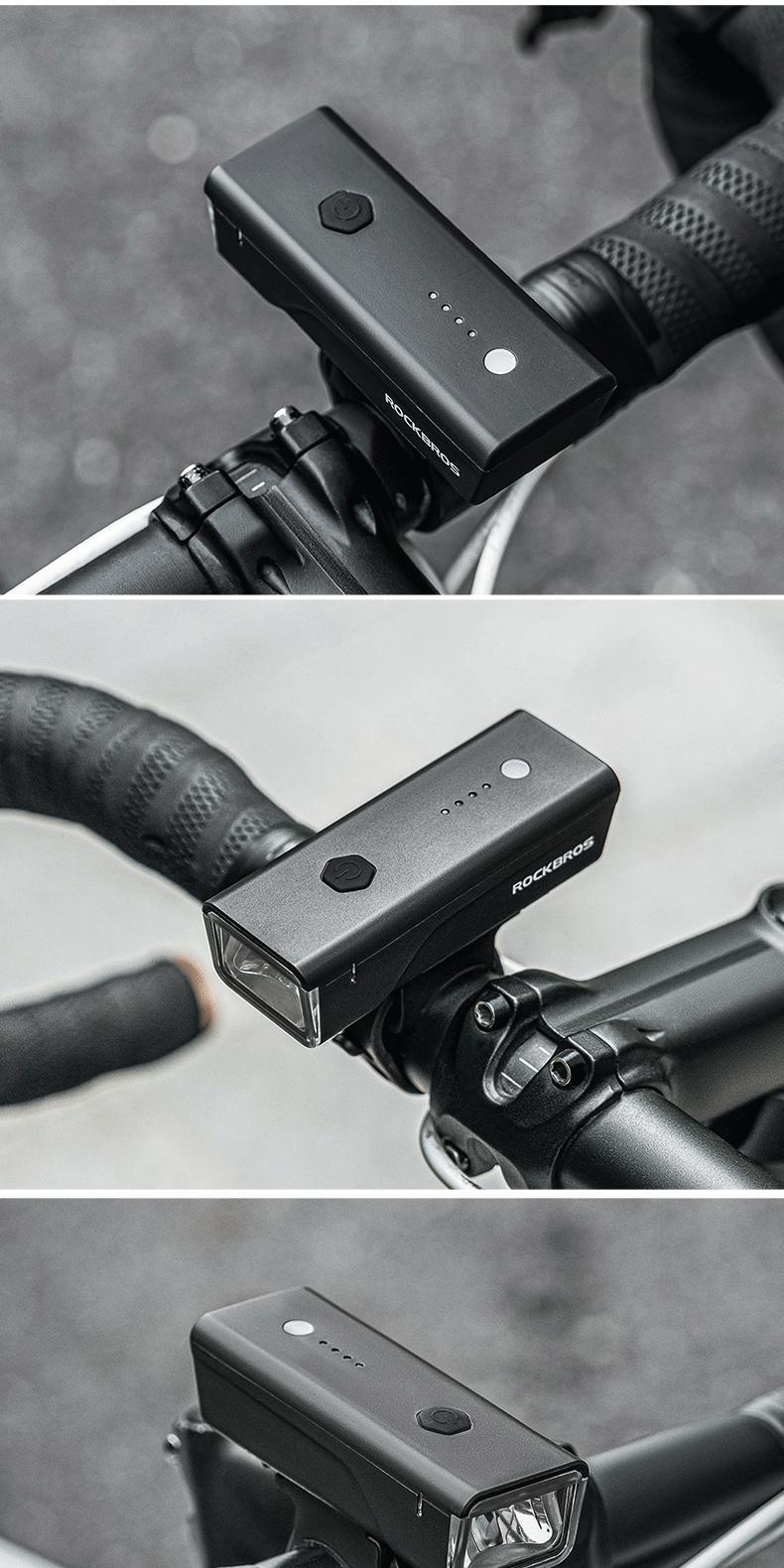 ROCKBROS Bike Light 260 Lumen IPX4 Waterproof Front Light 1500mAh Intelligent Light Sensing Bicycle Accessories