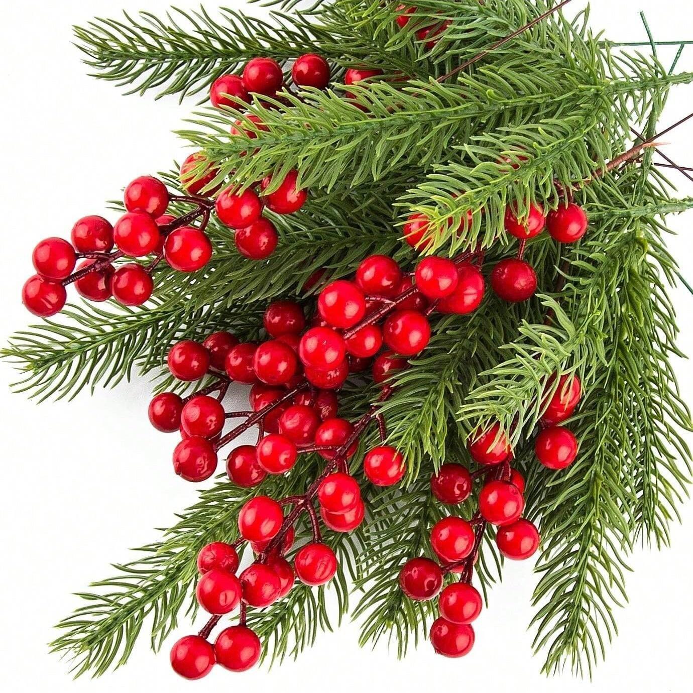 20pcs Artificial Christmas Tree Branches, Berry & Greenery Picks, Holiday Decorations for Home & Party Use