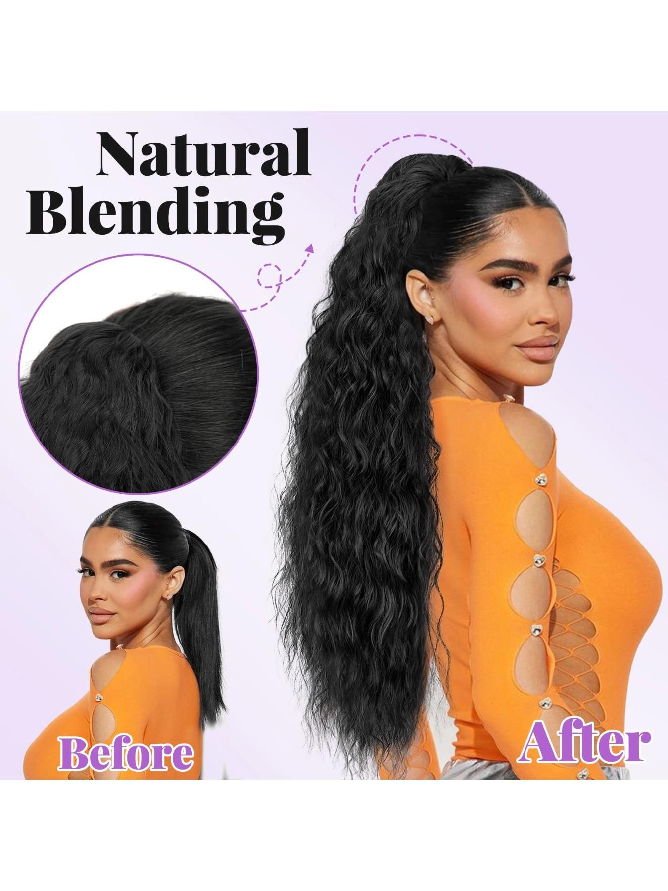 20 Inch Elegant Black Curly Ponytail Extension with 