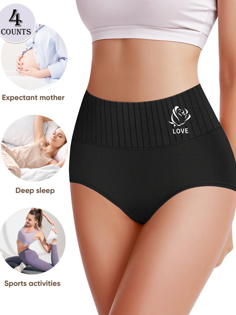 Women's Floral Print High Waist Panty, High Waisted Briefs, Breathable Comfortable Knicker for Daily Wear, Women's Underwear for All Seasons