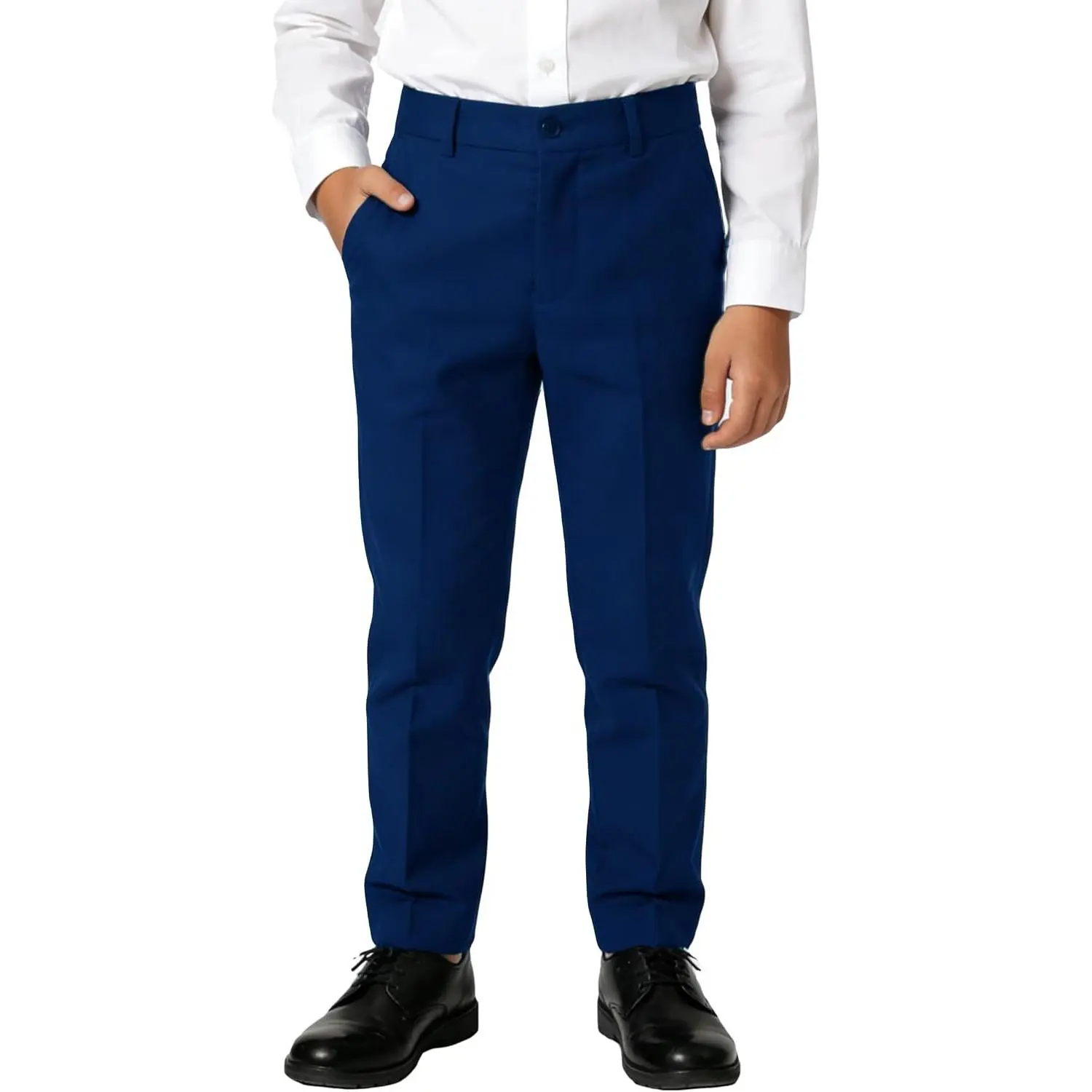 Boys Dress Pants for Wedding Toddler Kids School Uniforms Pants with Adjustable Waist Blue Size 2TGift