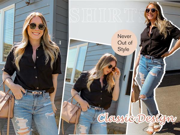 Linen Shirts for Women Cotton Button Down Short Sleeve Loose Fit Collared Casual Work Summer Blouse Tops Basic Lady Breathable Essential Fabric Fashion Formal Beach Cover