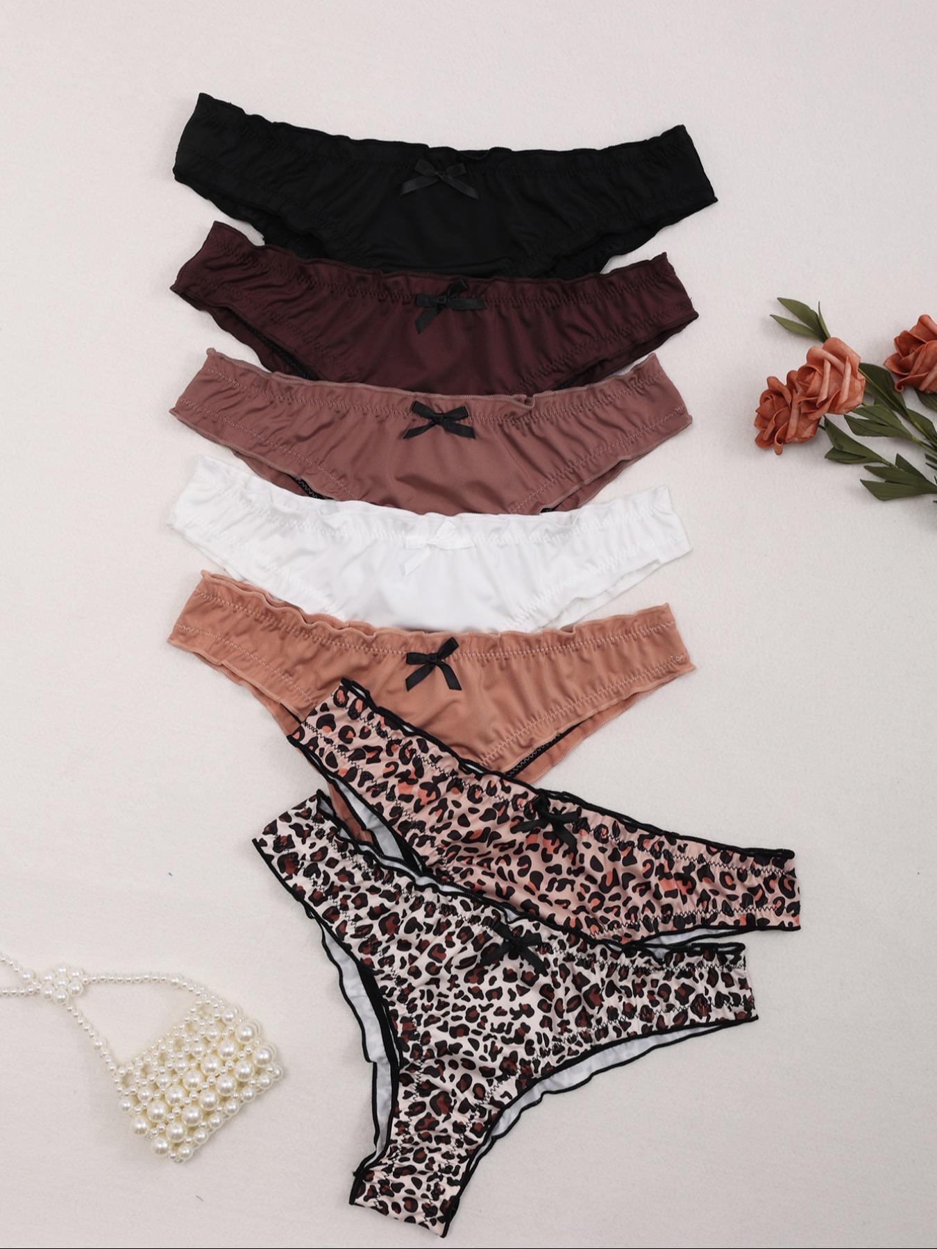 7PCS Bow, Milk Silk Women's Briefs