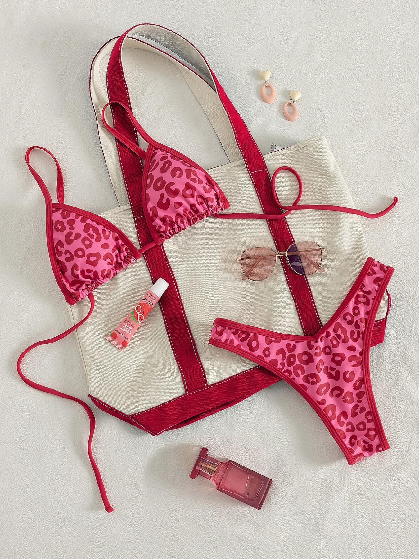 Women's Floral Print Bikini Set, Casual Fashion Chic Tie Shoulder Swim Top & Swim Bottom Swimsuit for Beach Holiday Vacation, Ladies Swimwear for All Seasons