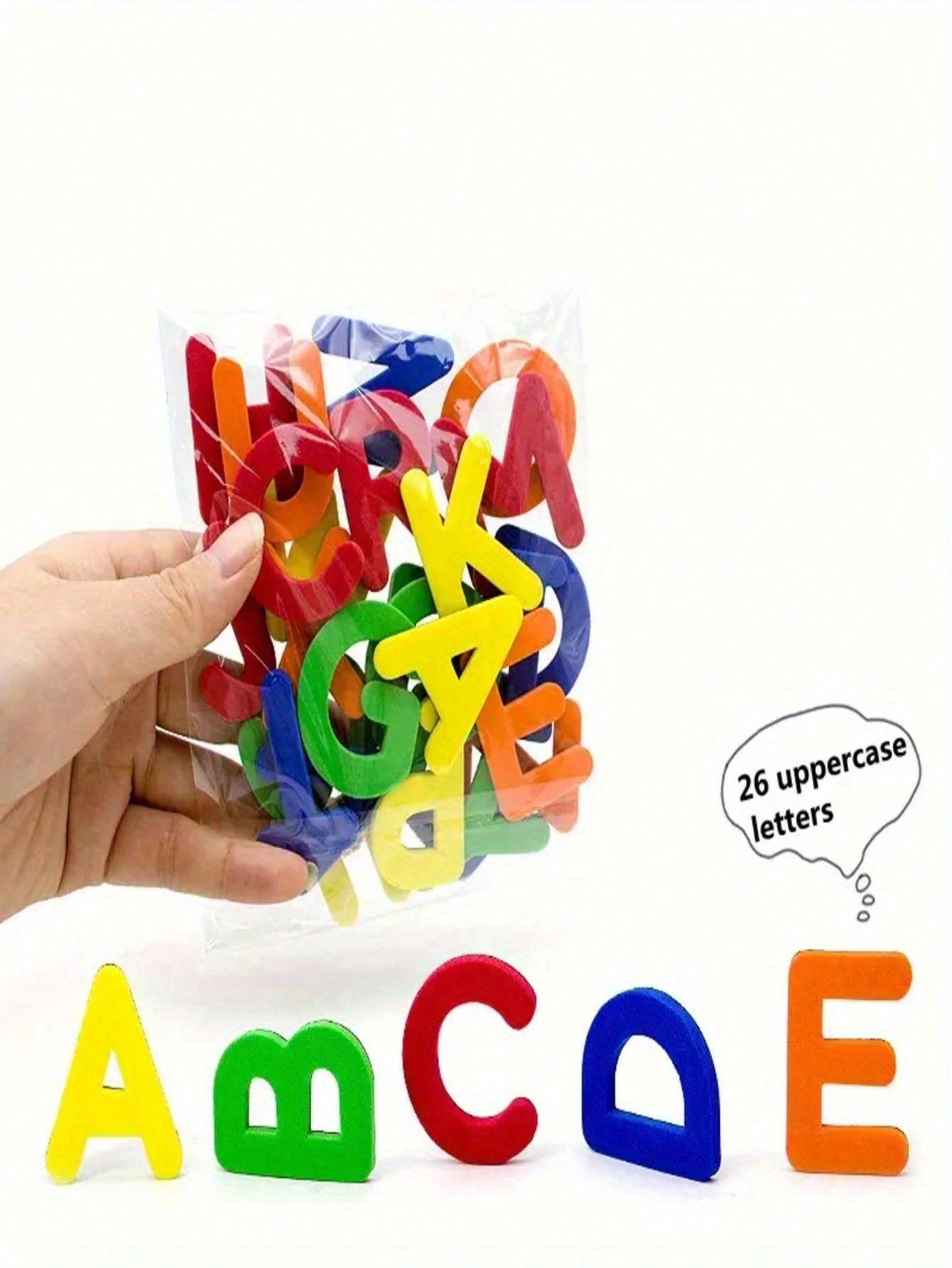 26 Pcs Kids Educational Magnetic Stickers, Uppercase Alphabet & Number Refrigerator Magnets Set, Preschool Teaching Aids, Perfect Holiday Presents for Christmas, Easter and Thanksgiving