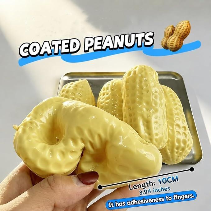 Peanut Squishy Toy (1pc), Food-Shaped Stress Relief Fidget, Large Non-Rebound, Soft Texture, Shapeable Fidget for Adults, Perfect Gift