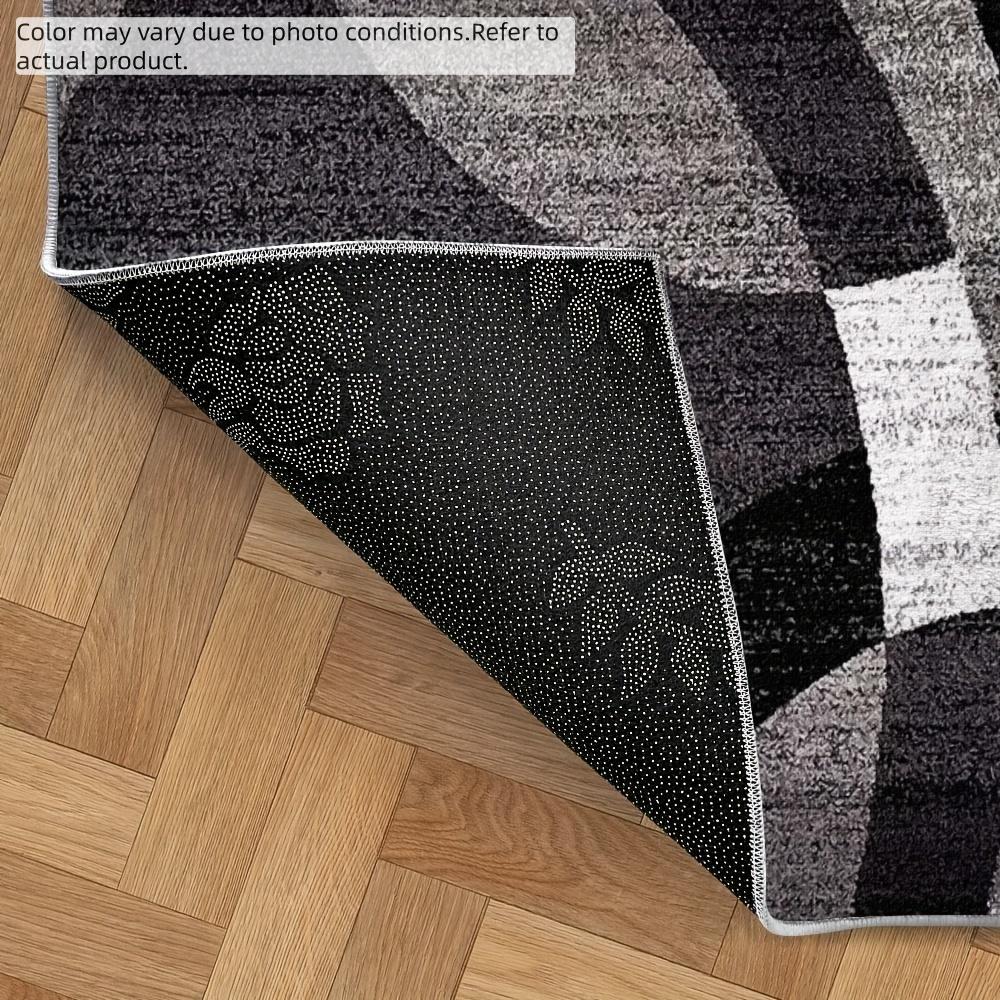 Abstract Rectangular Ring Rug: HD Printed, Double-Locked Edge, Machine-Washable, Non-Slip. Ideal for Home Rooms & Christmas Gifts, Modern Geometric Pattern Rug