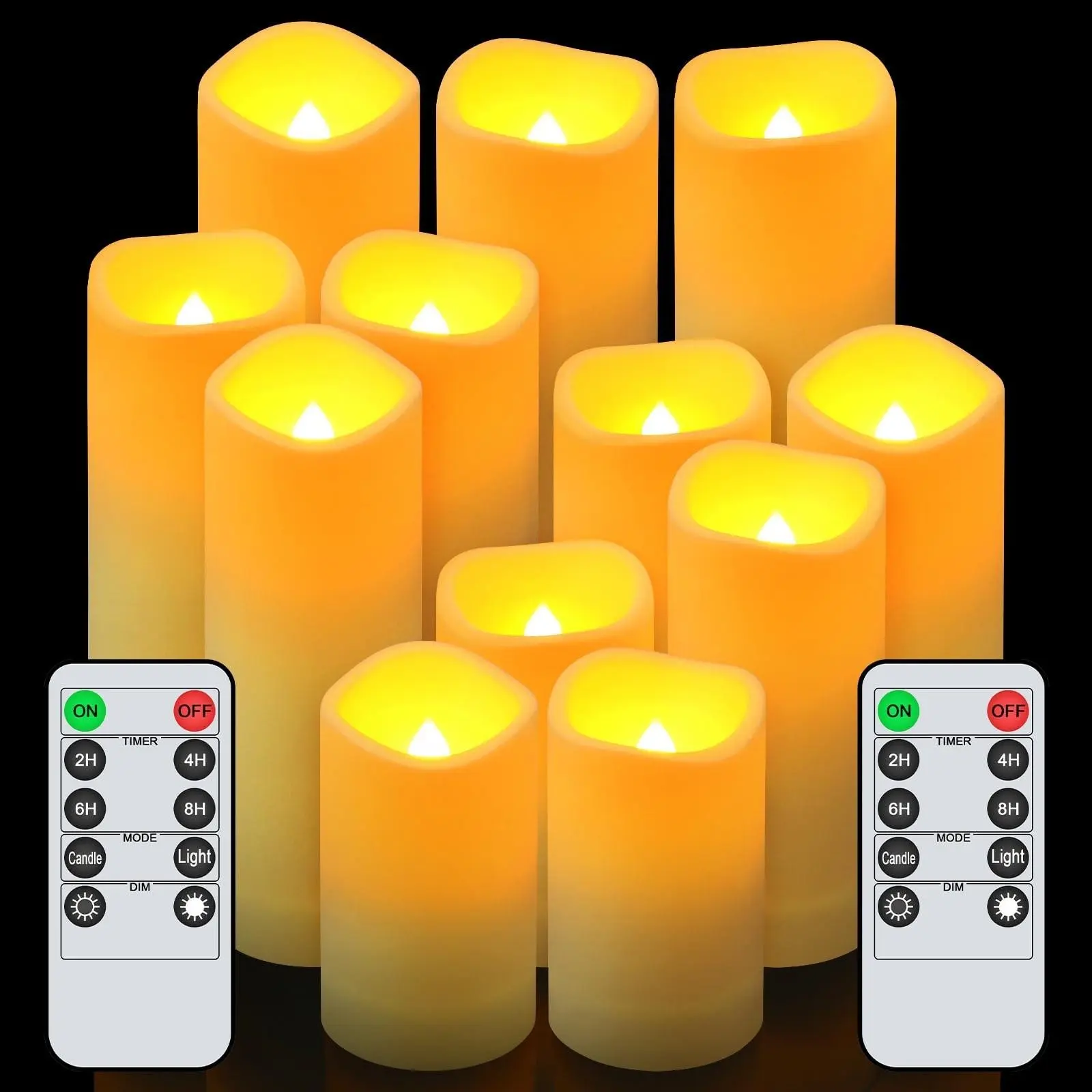 Waterproof Flameless Candle Set, 12 Candles with 2 Remotes, Battery-Powered Decorative Candles, Timer Function, Home & Wedding Party Decor, Romantic Gift