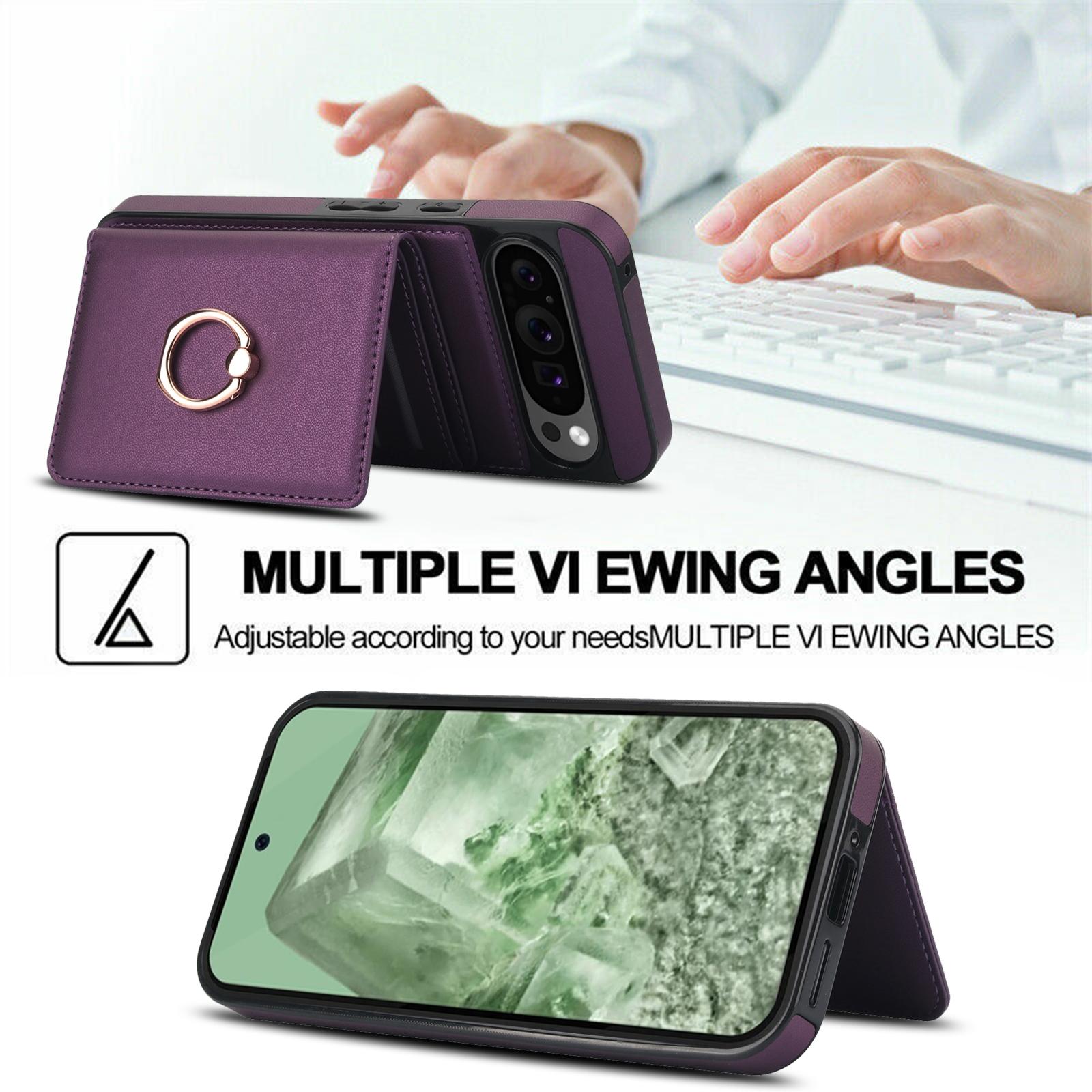 Wallet PU Leather Card Slot Case Cover for Google Pixel 10 Pro Xl/9 Pro Xl/8 Pro, Ring Holder Stand, Elegant Phone Accessory, High-Quality Durable Material