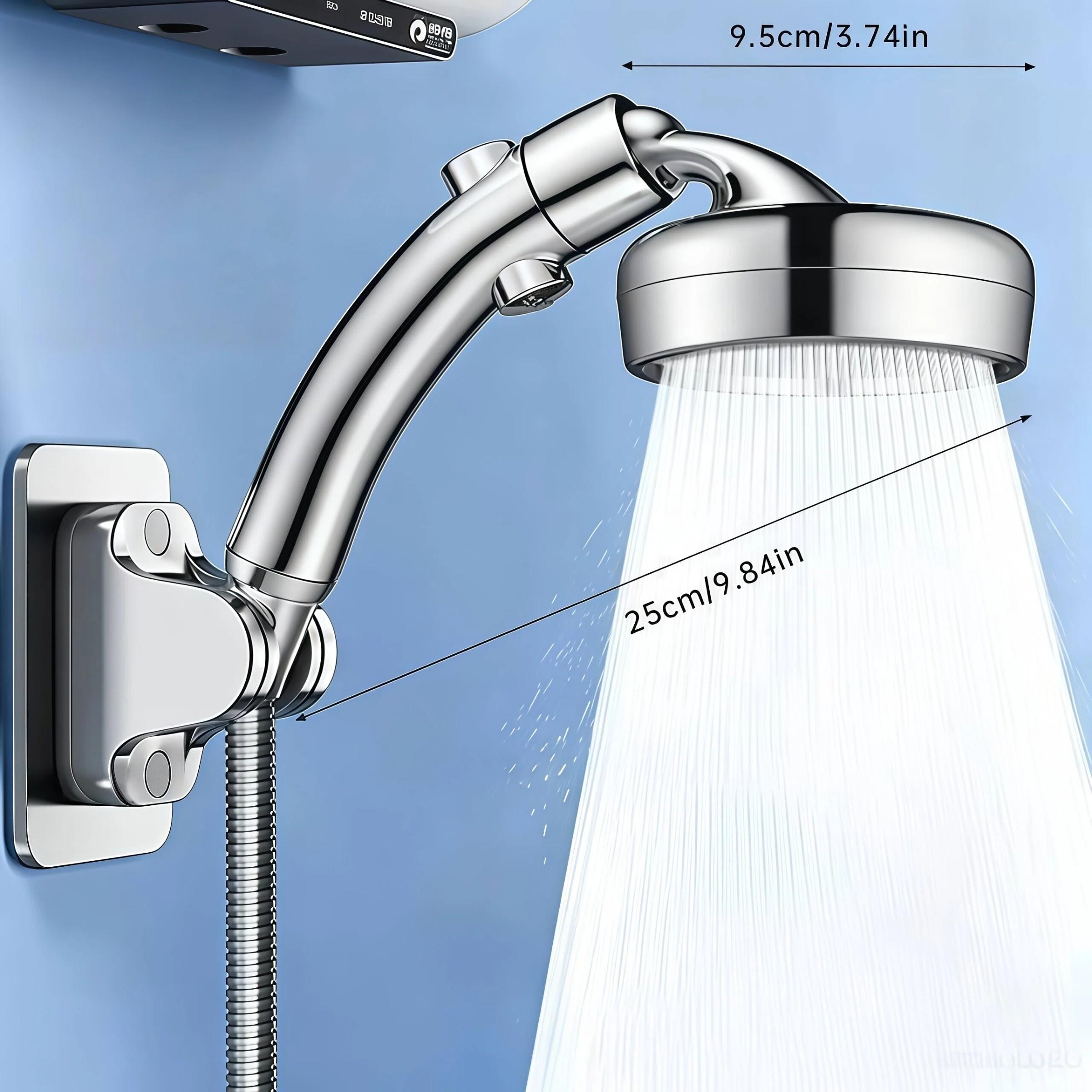 3-Piece Adjustable Shower Head Set, G1/2 Interface, 150cm Flexible Hose, Wall-Mounted Bracket, No Drilling Required, Bathroom Faucet Accessories