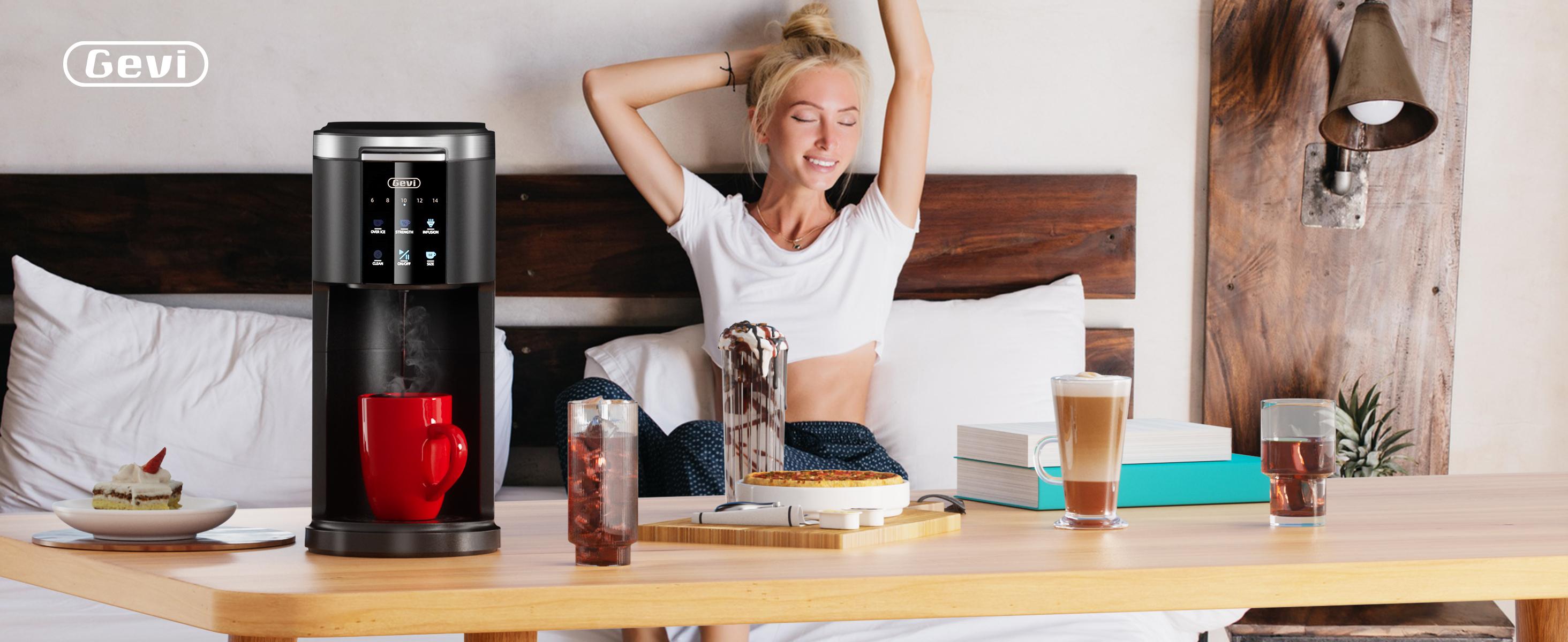 【Springtok】Gevi EzPod Single Serve Coffee Maker – Compact & Portable, Compatible with Pods & Ground Coffee, 40 oz Reservoir, Iced Coffee Maker, Black 【Springtok】Gevi EzPod Single Serve Coffee Maker – Compact & Portable, Compatible with Pods & Ground Coffee, 40 oz Reservoir, Iced Coffee Maker, Black