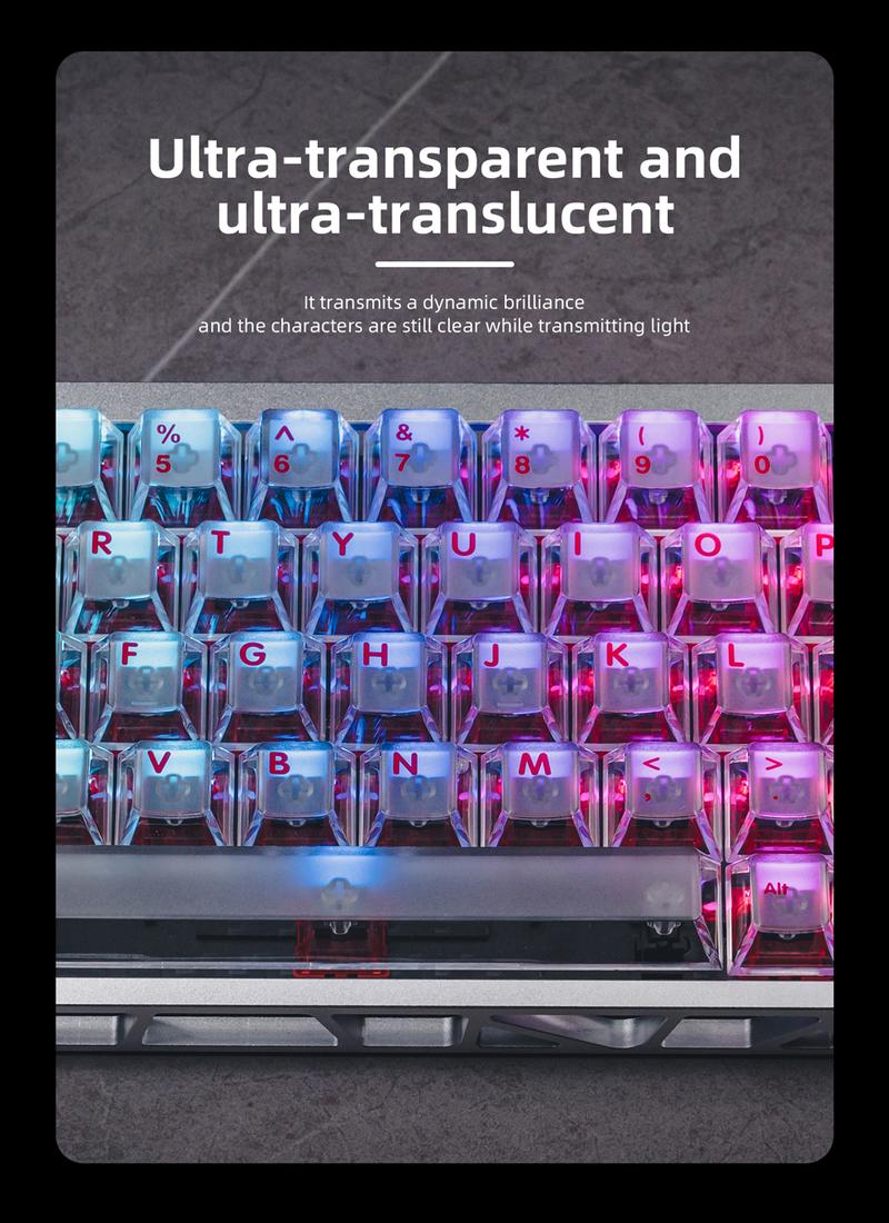 Latenpow Foggy Transparent Keycaps PBT Keycap Set for Mechanical Gaming Keyboard DIY 68/75 Layout 94 Keys