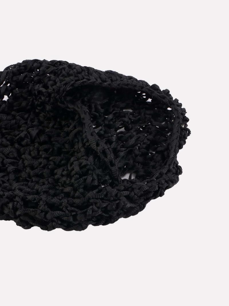 Pure Color Crochet Elastic Handmade Hair Band, Women's Hair Net Hat, Sleep Cap, Bath Cap, Shower Cap, Pure Color Hair Protection Cap