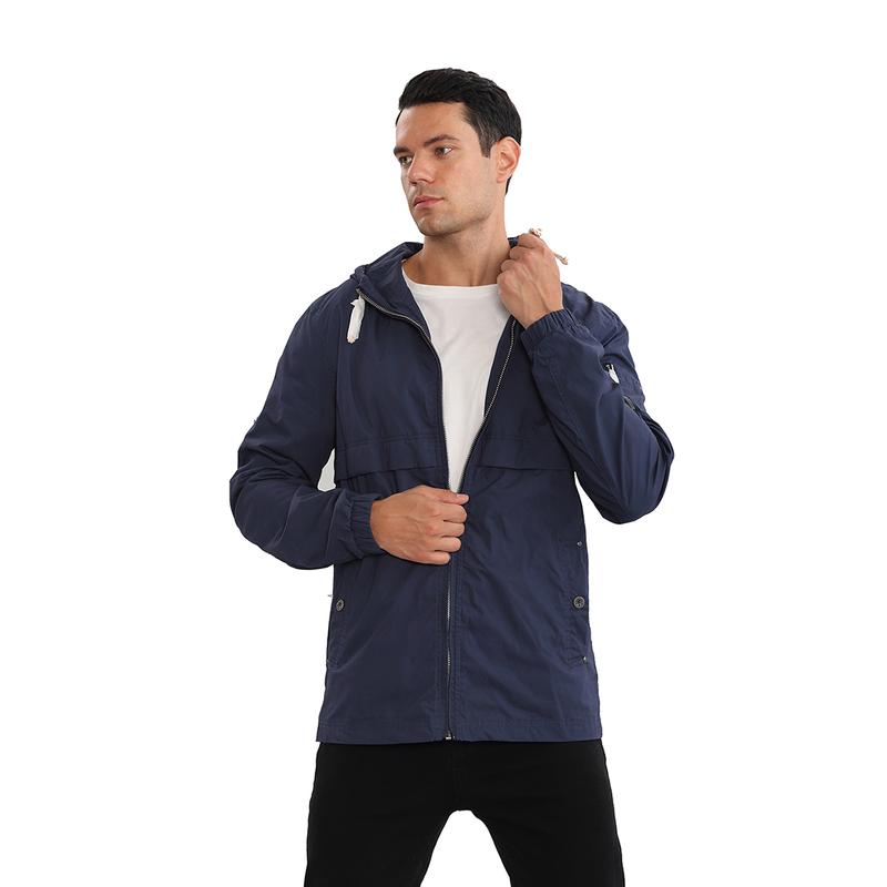 Men's Lightweight Windbreaker Jackets Outdoor Drawstring Hooded Pocket Raincoat Jacket Men's Lightweight Windbreaker Jackets Outdoor Drawstring Hooded Pocket Raincoat Jacket