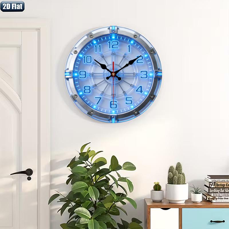 1pc 2D Flat Technology and Mechanical Theme Wall Clock | Silent Decorative Clock, Creative Design, Suitable for Bedrooms, Living Rooms, Offices, 25/30 cm (Without AA Batteries)