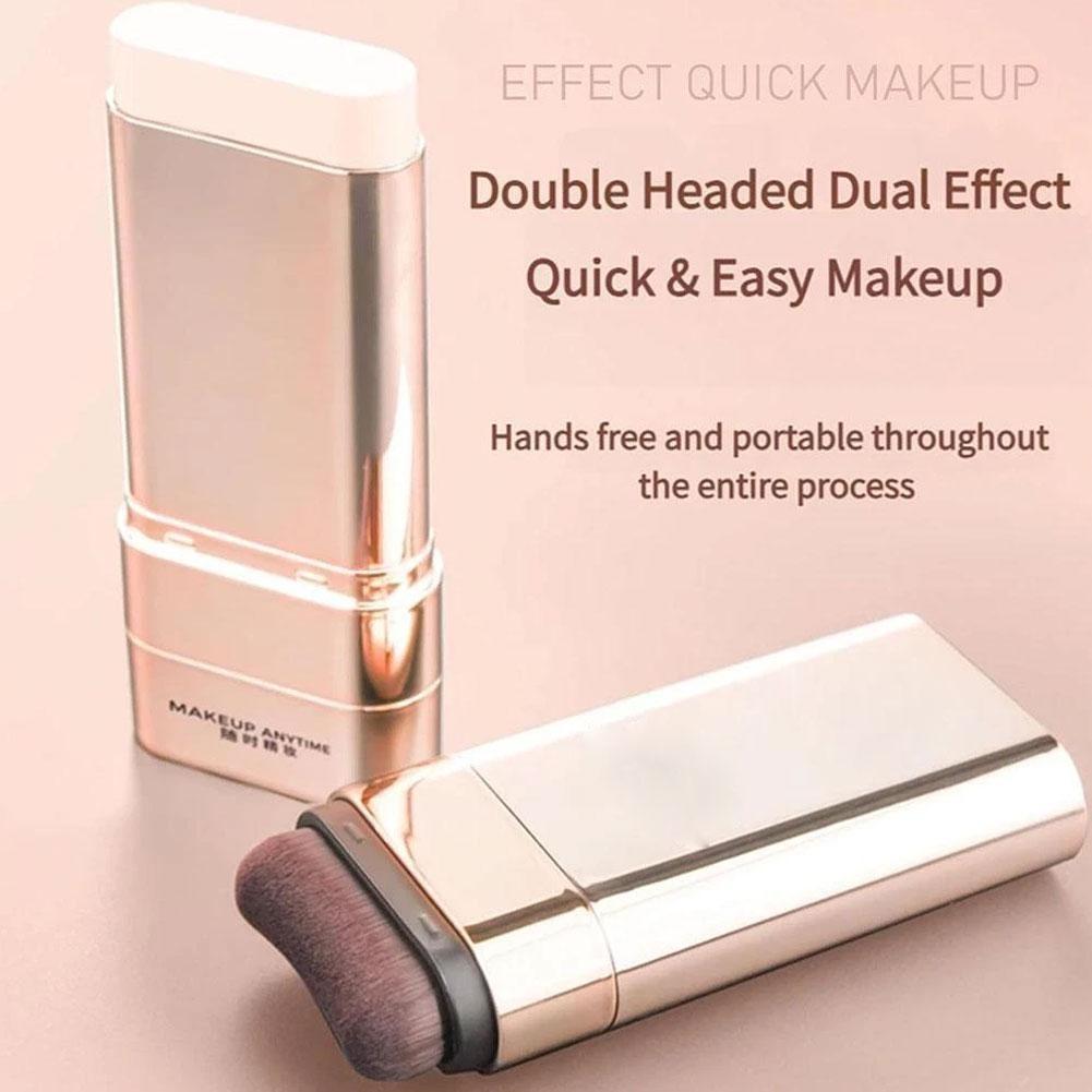 Dewy Foundation Stick, Waterproof Sweatproof, All-Day Wear,  Brush for Quick Application, High Coverage Conceals Acne & Spots, Creates Natural Dewy Skin, Ideal for Lazy Beginners Daily Commute